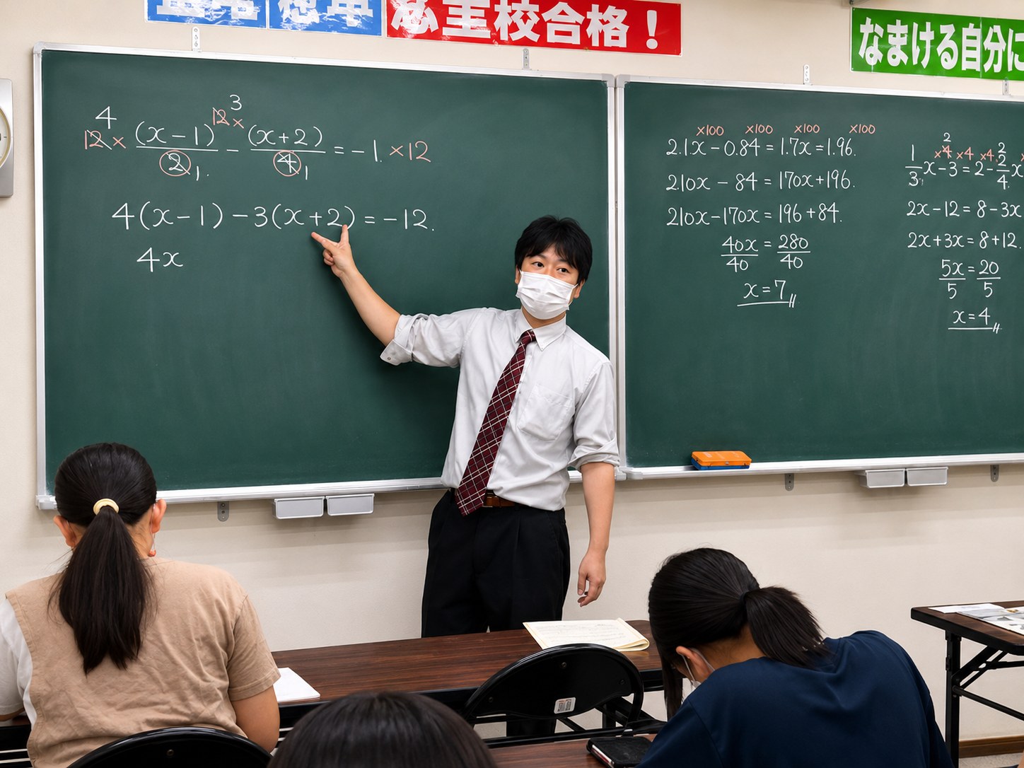 黒板を使った中学生の授業風景